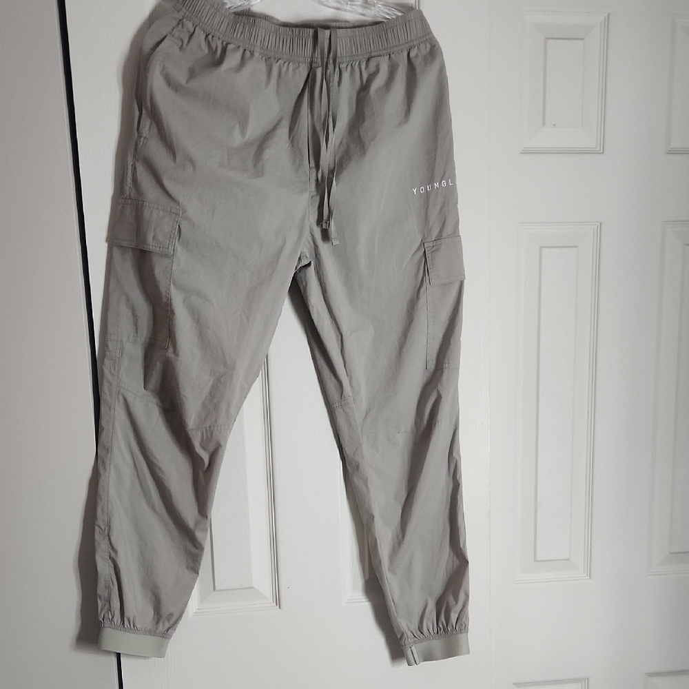 YoungLA Light Beige Cargo Pants for Men
